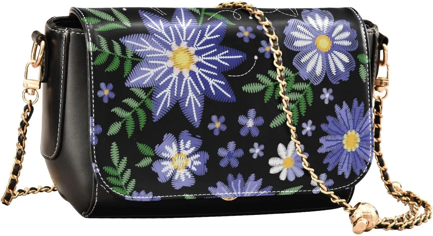 Crossbody Bags for Women Trendy Women's Black Shoulder Bag Small PU Leather Flap Cross Body Bag Handbags