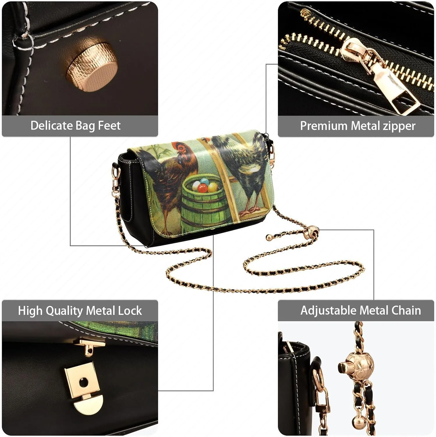 Crossbody Bags for Women Trendy Women's Black Shoulder Bag Small PU Leather Flap Cross Body Bag Handbags
