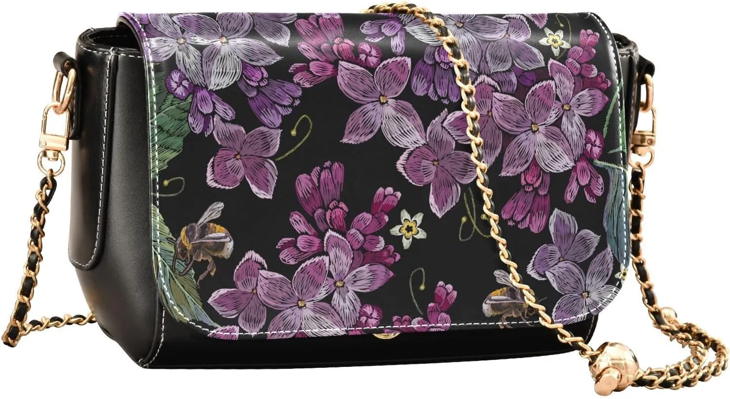 Crossbody Bags for Women Trendy Women's Black Shoulder Bag Small PU Leather Flap Cross Body Bag Handbags