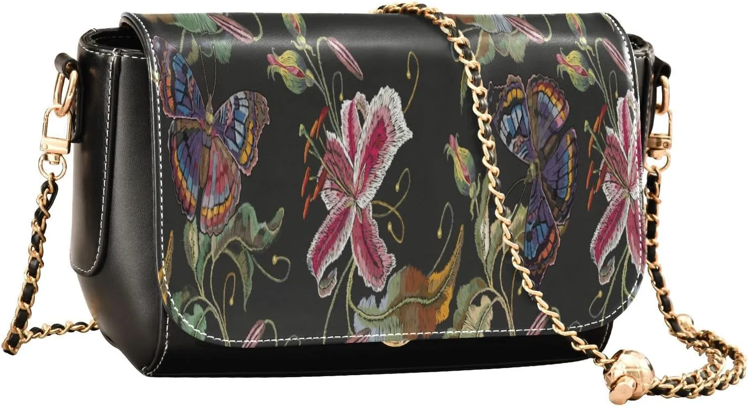 Crossbody Bags for Women Trendy Women's Black Shoulder Bag Small PU Leather Flap Cross Body Bag Handbags
