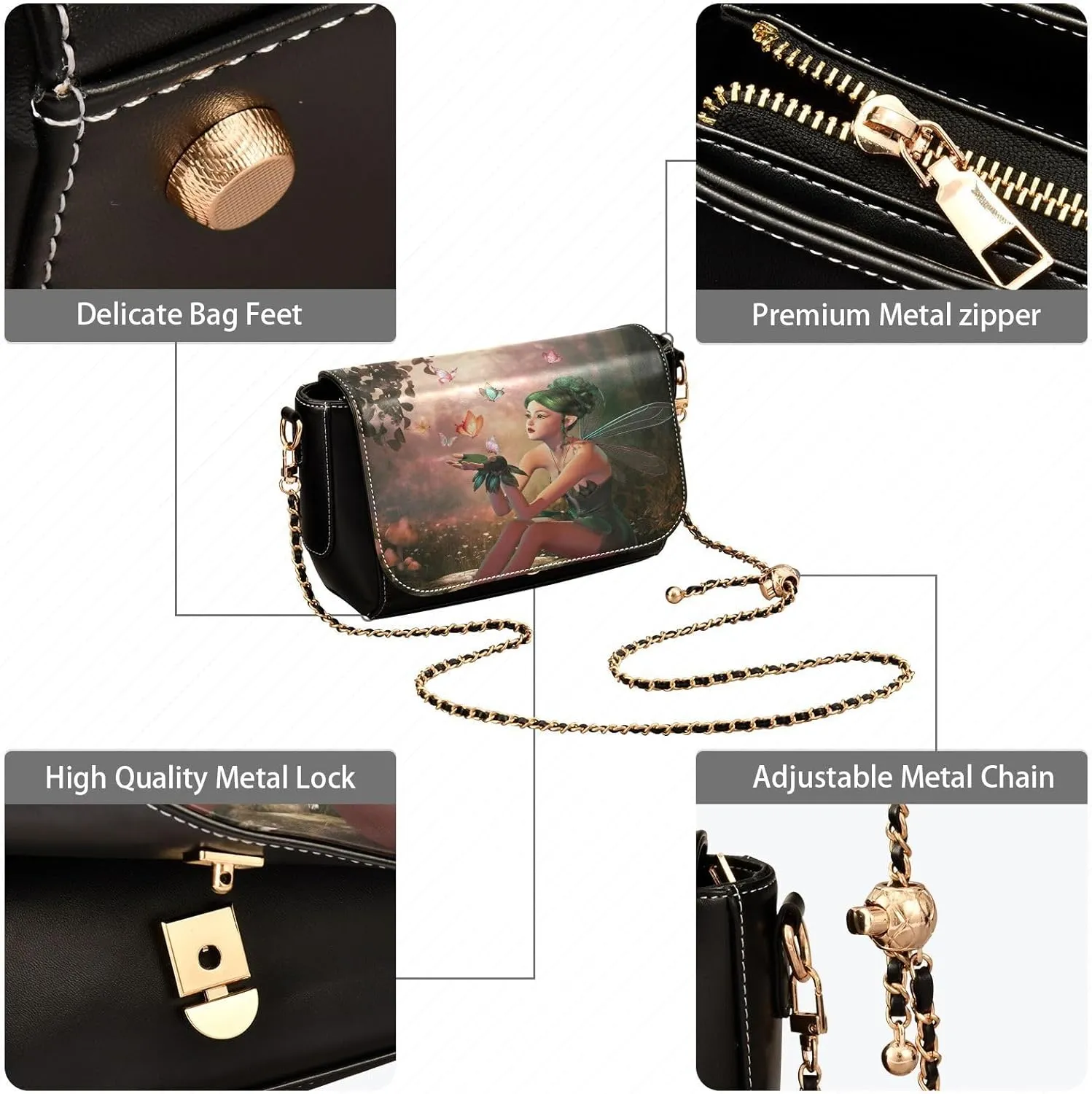 Crossbody Bags for Women Trendy Women's Black Shoulder Bag Small PU Leather Flap Cross Body Bag Handbags