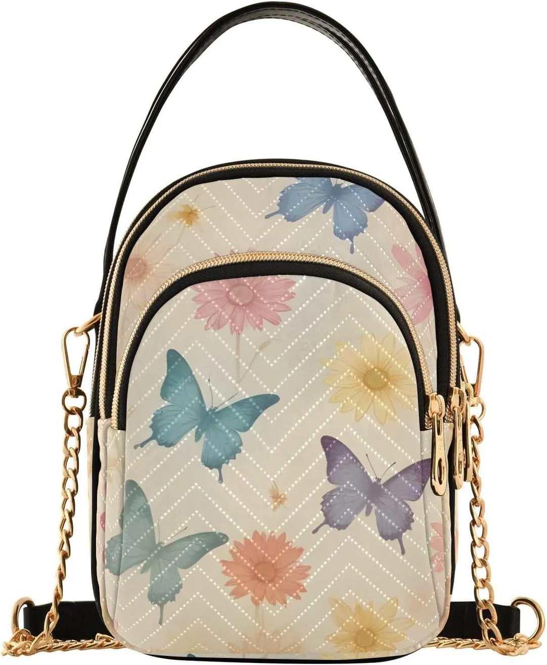Crossbody Handbags for Women, Shoulder Bag Hobo Crossbody Handbag Casual Tote，Butterflies Flowers