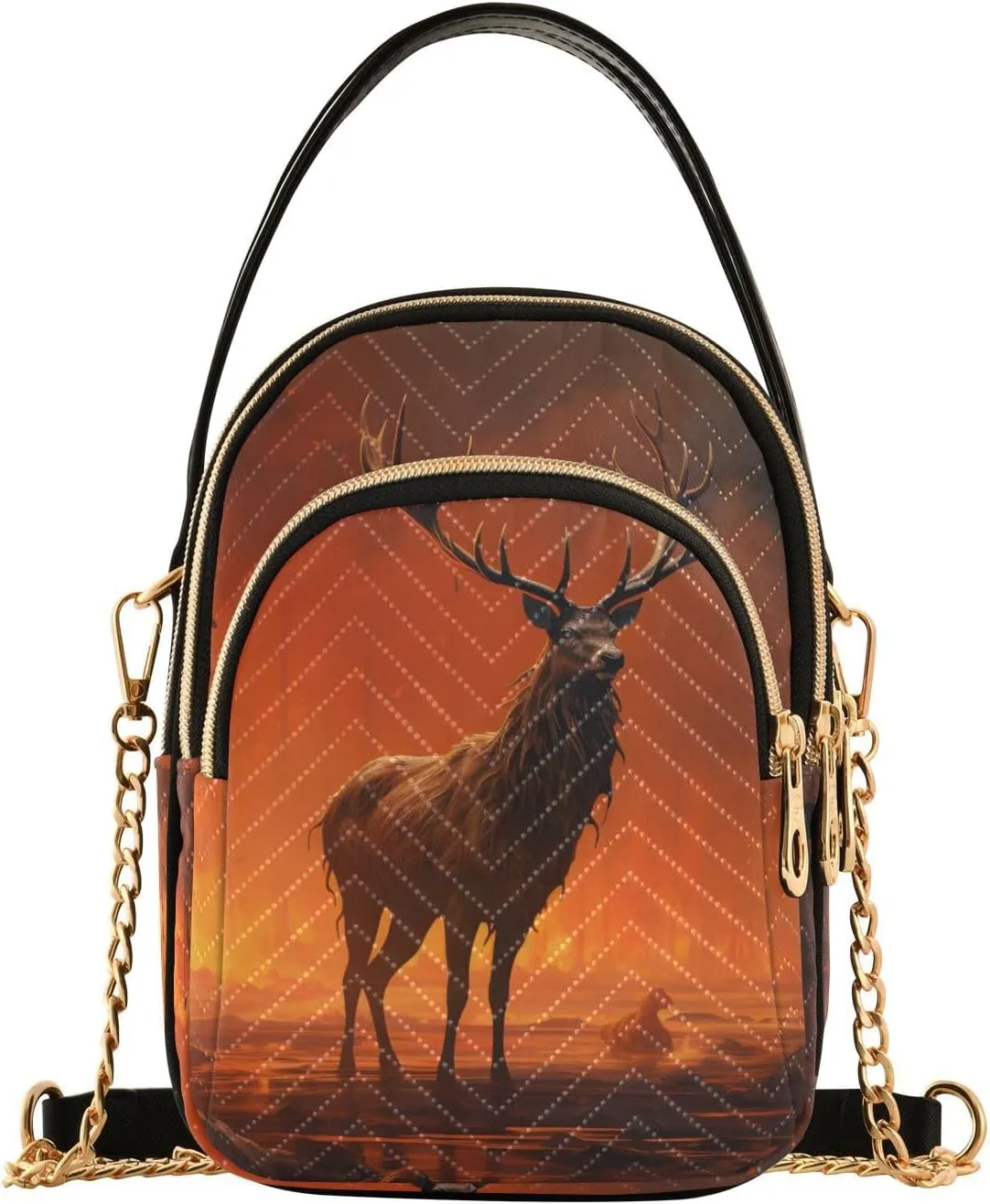 Crossbody Handbags for Women, Shoulder Bag Hobo Crossbody Handbag Casual Tote，Elk and Volcano