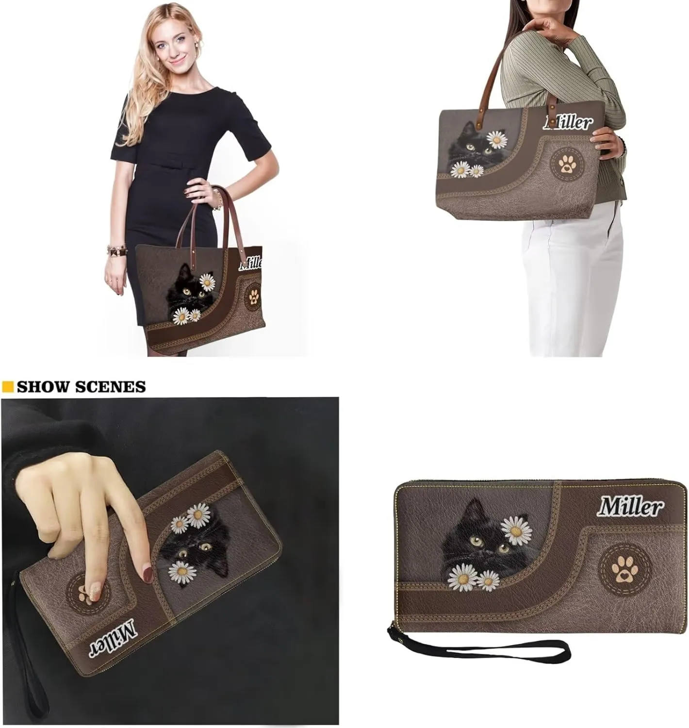 Customzied Women Handbags and Wallet Set of 2 Tote Bag Shoulder Bag Top Handle Satchel Purse