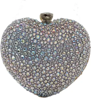 Cute Heart Shape Clutch Purse Mini Love Heart Rhinestone Wedding Handbag Party Women Purse