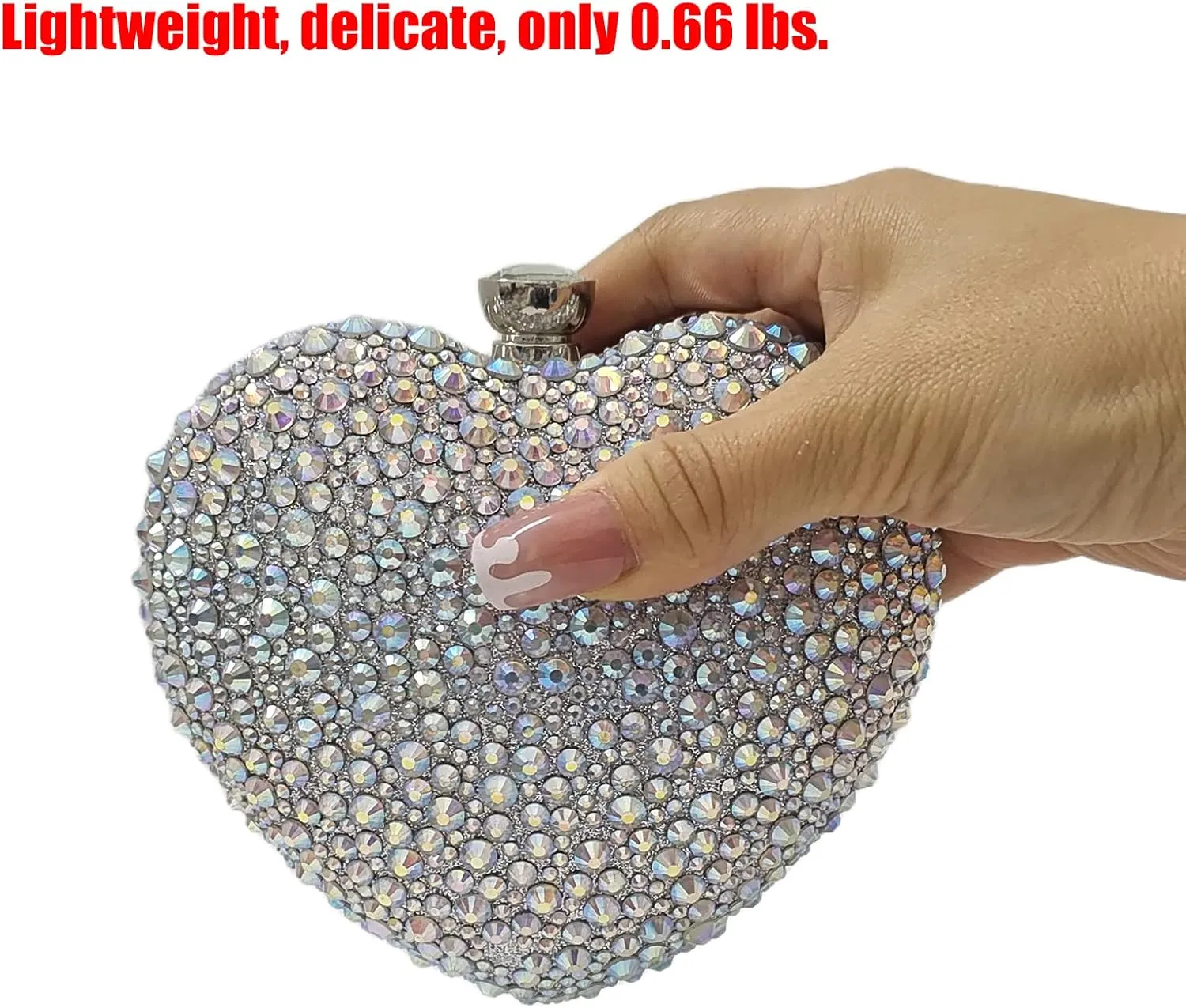 Cute Heart Shape Clutch Purse Mini Love Heart Rhinestone Wedding Handbag Party Women Purse