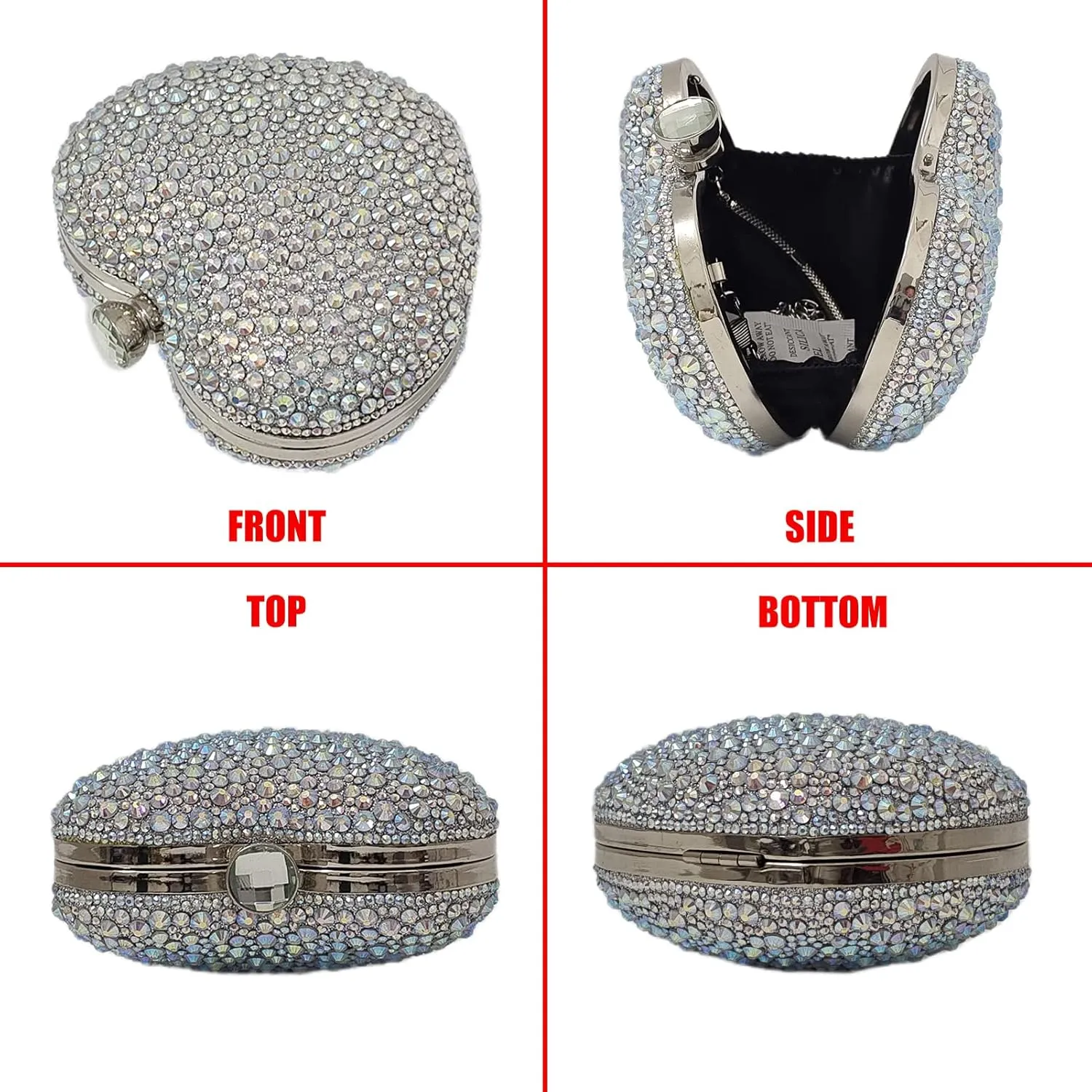 Cute Heart Shape Clutch Purse Mini Love Heart Rhinestone Wedding Handbag Party Women Purse