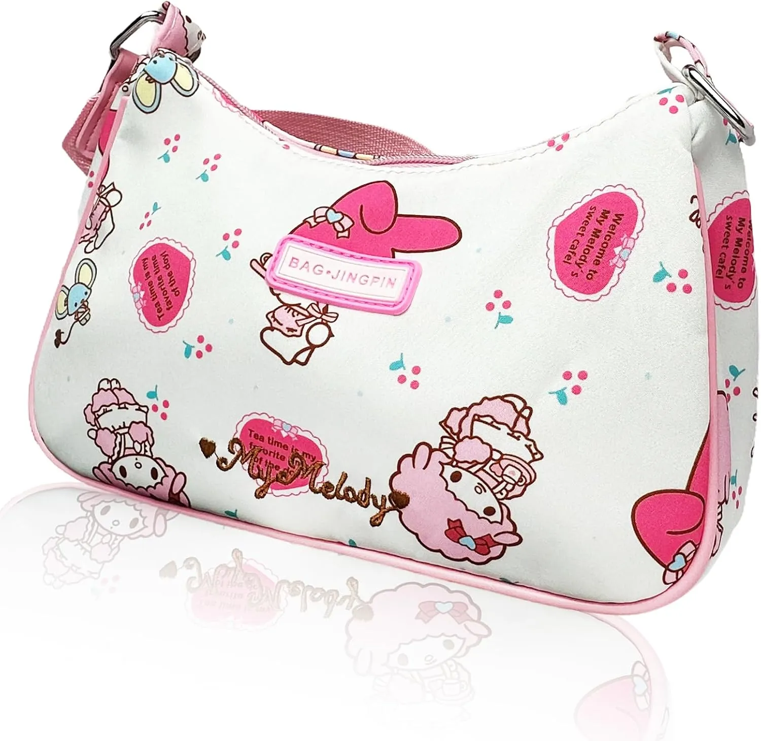 Cute Kitty Friends Shoulder Bags for Women, PU Tote Handbag with Zipper Closure Mini Clutch Shoulder Purse, Underarm Wallet
