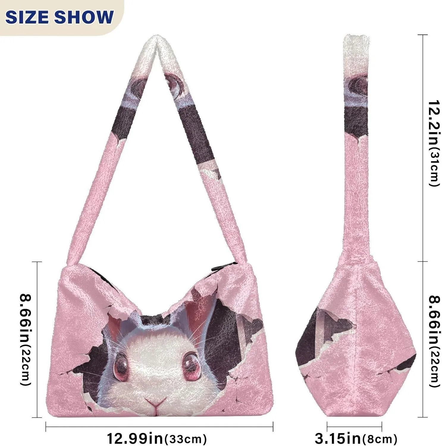 Cute Mouse Broken Wall Shoulder Bag, Plush Tote Bag Women, Womens Outdoor Bag