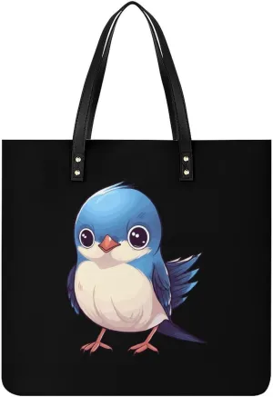 Cute Swallow Womens PU Leather Tote Bag Large Capacity Shoulder Purse Versatile Handbags