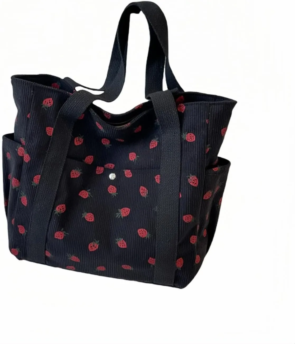 Cute Tote Bag for Women, Strawberry Purse Aesthetic Corduroy Hobo Bag Large Capacity Shopping Work Bag Handbags