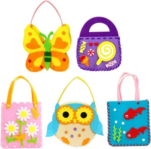 CVUTOVO 5Sets Handbag Craft Kit Non Woven DIY Material Bags for Fun Handmade for Creative Play Imagination Development for Boys Crafts
