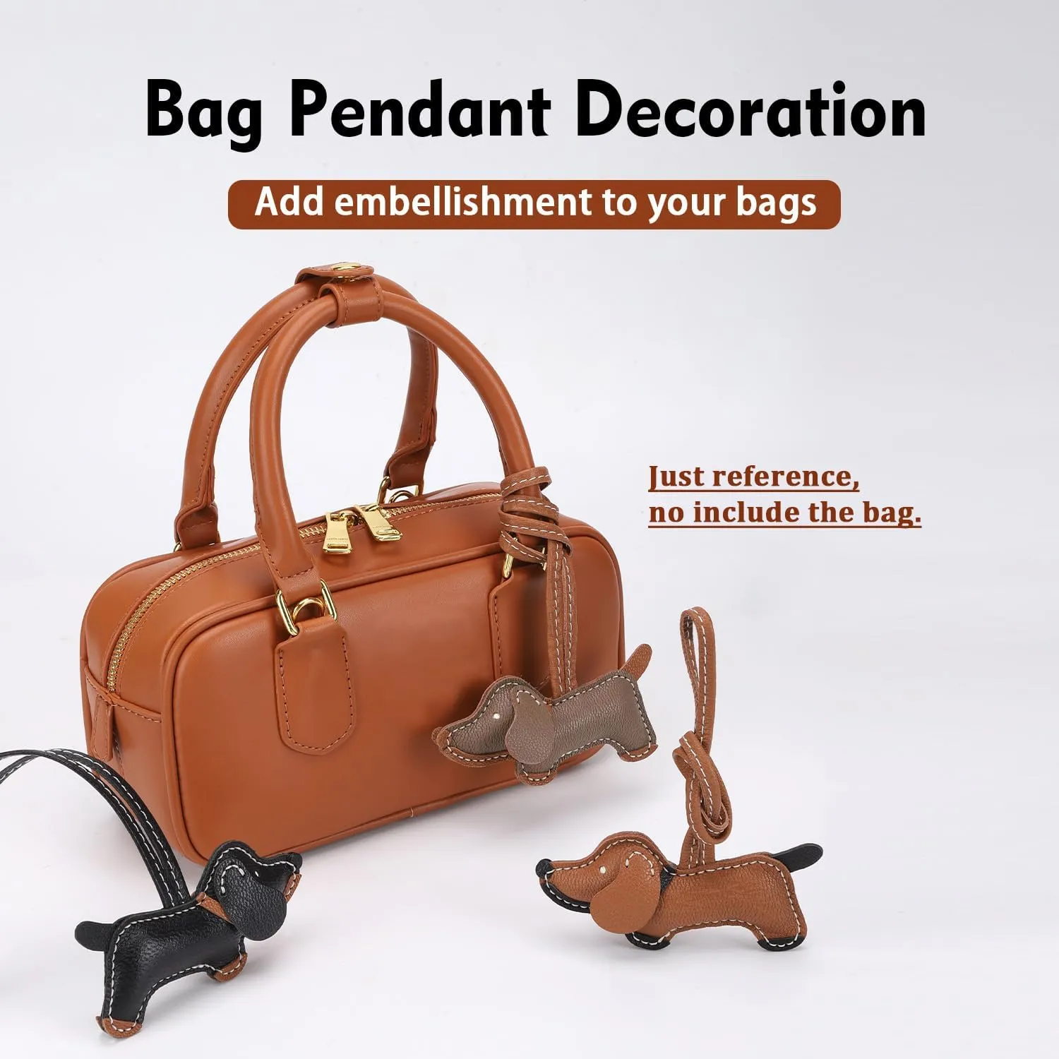 Dachshund Leather Bag Charms,Genuine Goatskin Keychain,Cute Dog Purse Charms for Handbags,Handmade Leather Charm
