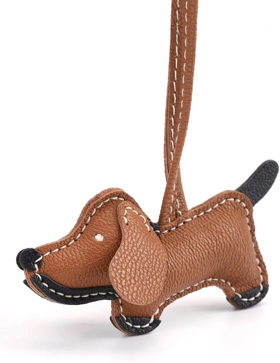 Dachshund Leather Bag Charms,Genuine Goatskin Keychain,Cute Dog Purse Charms for Handbags,Handmade Leather Charm