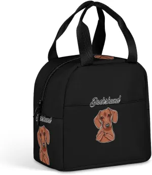Dachshund Middle Finger Gesture Insulated Meal Tote Bag Portable Lunch Box Container Food Handbags for Men Women