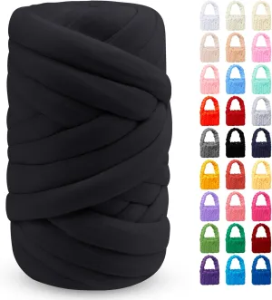Dark Grey Chunky Yarn for Hand Knitting Soft Jumbo Arm Knitting Yarn Thick Blanket Yarn Cotton Tube Yarn for Handbags, Blankets, Pillows, Pet Bed, Rugs, DIY Crafts (0.55lbs/8.8oz/13yards)