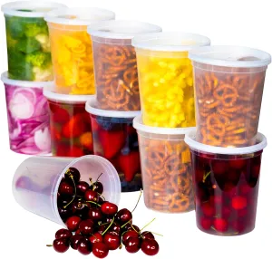 Deli Food Storage Containers with Lids 24 Sets 32oz - Clear Disposable Meal Prep, Microwave Plastic Containers with Lids, BPA Free, Stackable, Leakproof, Reusable Deli Containers, Freezer Safe