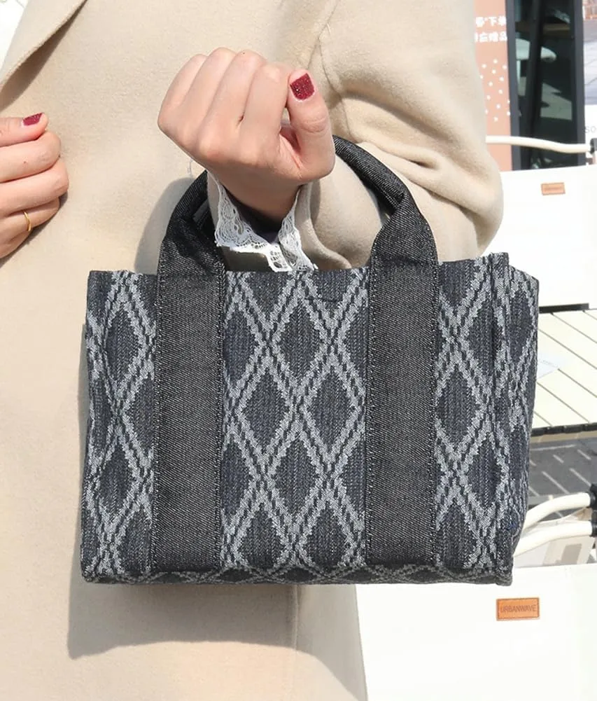Denim Purse for Women Trendy Canvas Tote Bag Cute Small Top-Handle Handbags Casual Crossbody Shoulder Bag