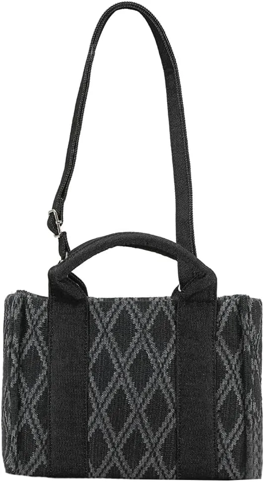 Denim Purse for Women Trendy Canvas Tote Bag Cute Small Top-Handle Handbags Casual Crossbody Shoulder Bag