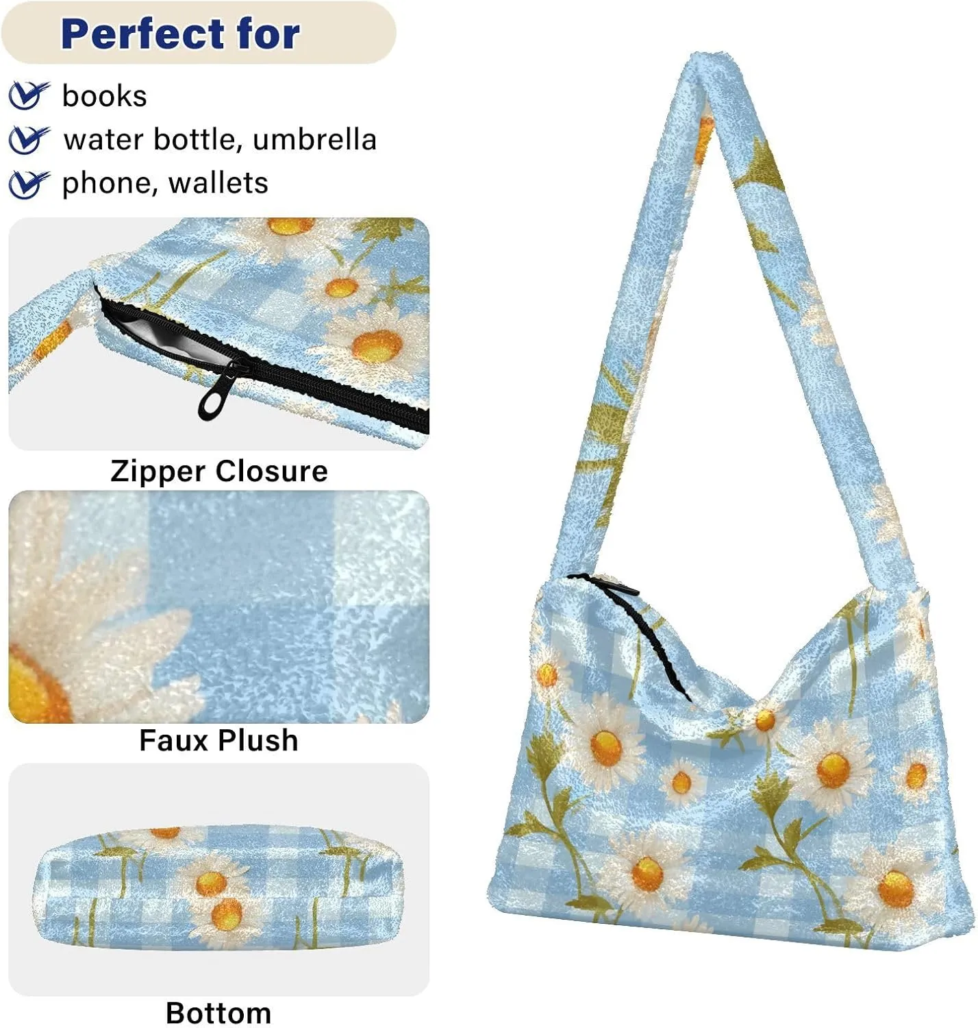 Dinosaurs Cute Plush Tote Bag, Purses for Women Shoulder Bag, Womens Outdoor Bag