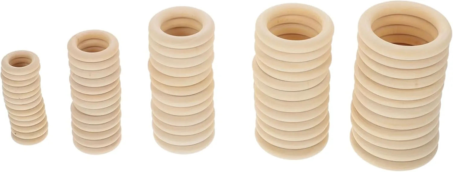DIY Craft Accessories 60pcs Wooden Curtain Connecting Rings Hooks for Drapery Grommet Hooks Handbag Buckles Natural Wood Rustic Decor