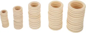 DIY Craft Accessories 60pcs Wooden Curtain Connecting Rings Hooks for Drapery Grommet Hooks Handbag Buckles Natural Wood Rustic Decor