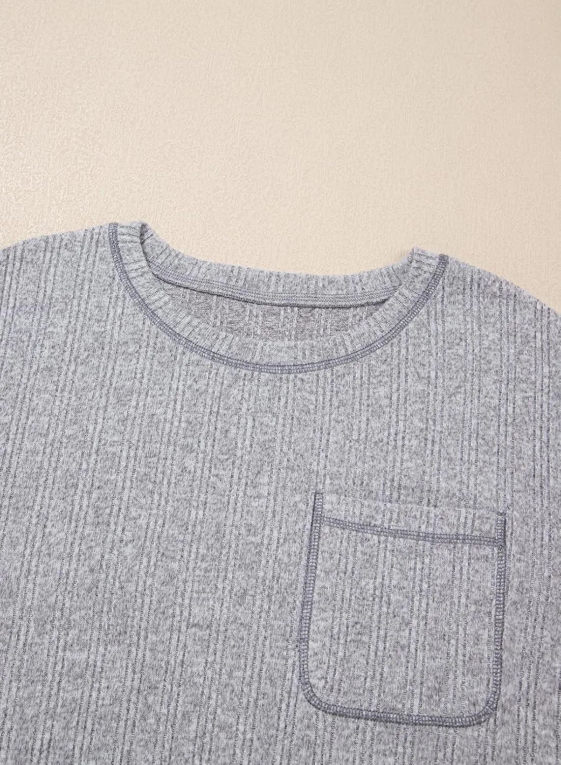 Dokotoo Long Sleeve Shirts for Women 2025 Casual Solid Crewneck Knitted Loose Fit Pullover Shirts Tops