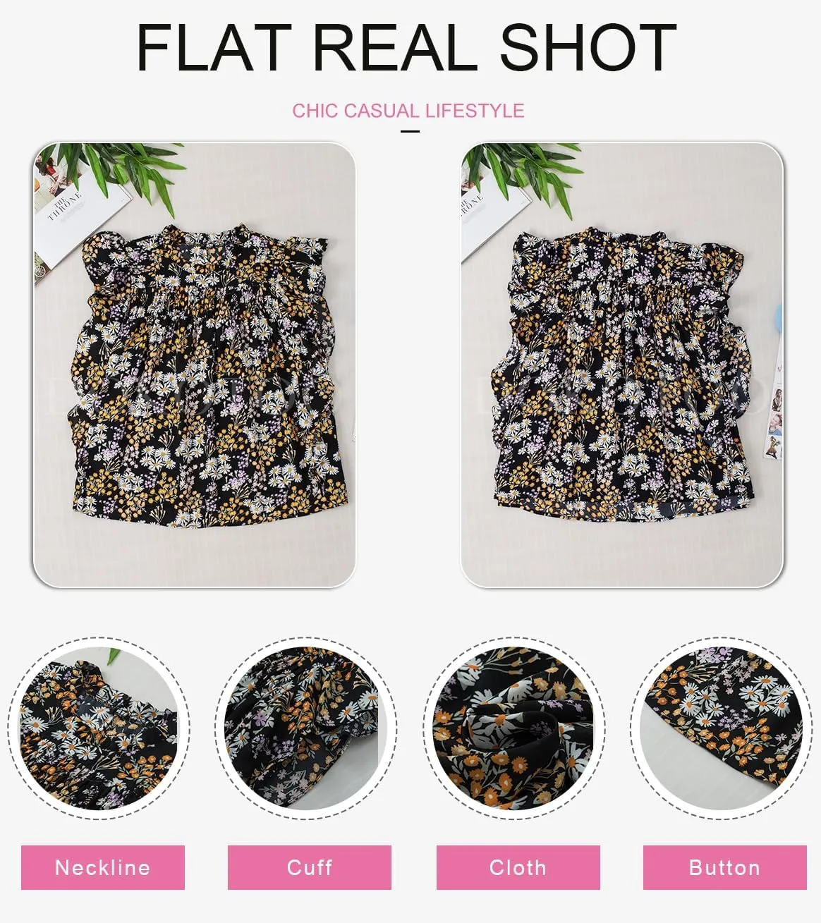 Dokotoo Womens Summer Tops Casual Crewneck Floral Print Shirts Smocked Ruffle Short Sleeve Babydoll Blouses