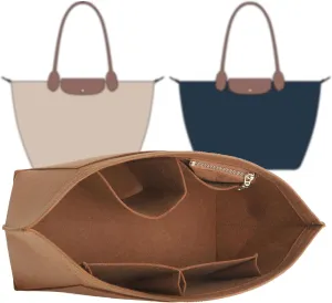 Doxo Longchamp Organizer Insert Medium,Bag Organizer Suitable for Le pliage,Keeps Tote Handbags Shaped& Neat (Gold Brown,M)