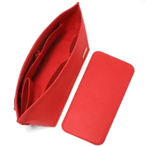 Doxo Purse Organizer Insert for Handbags & Base Shaper 2pc Set,Felt Organizer Insert Large Tote,Bag Organizer with Zipper 7 Sizes,Fit Speedy Neverfull MM/City33 and More(Red-L-Combination)