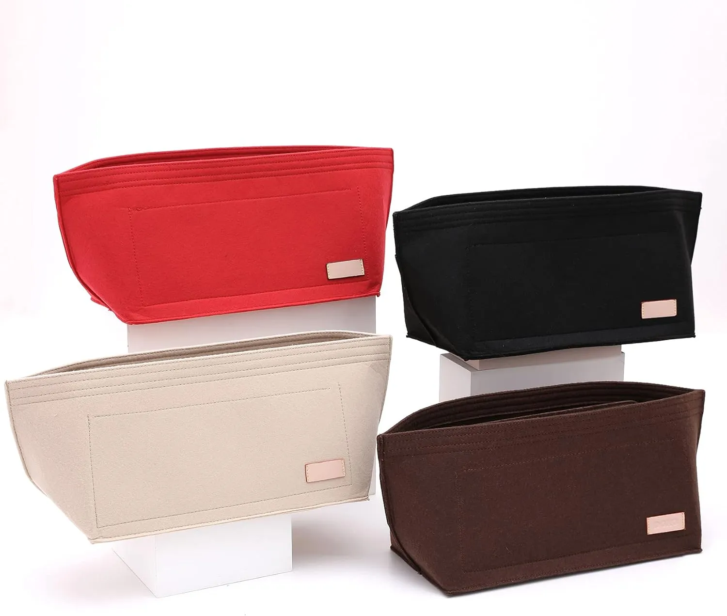 Doxo Purse Organizer Insert for Handbags Tote Felt Bag Organizers Compatible with CIity33 Neverfull MM (Large-Brown)
