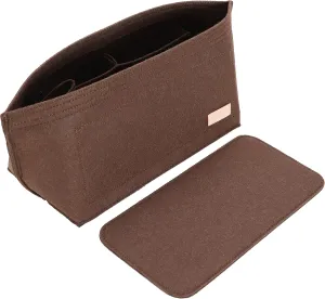 Doxo Purse Organizer Insert for Handbags Tote Felt Bag Organizers Compatible with CIity33 Neverfull MM (Large-Brown)