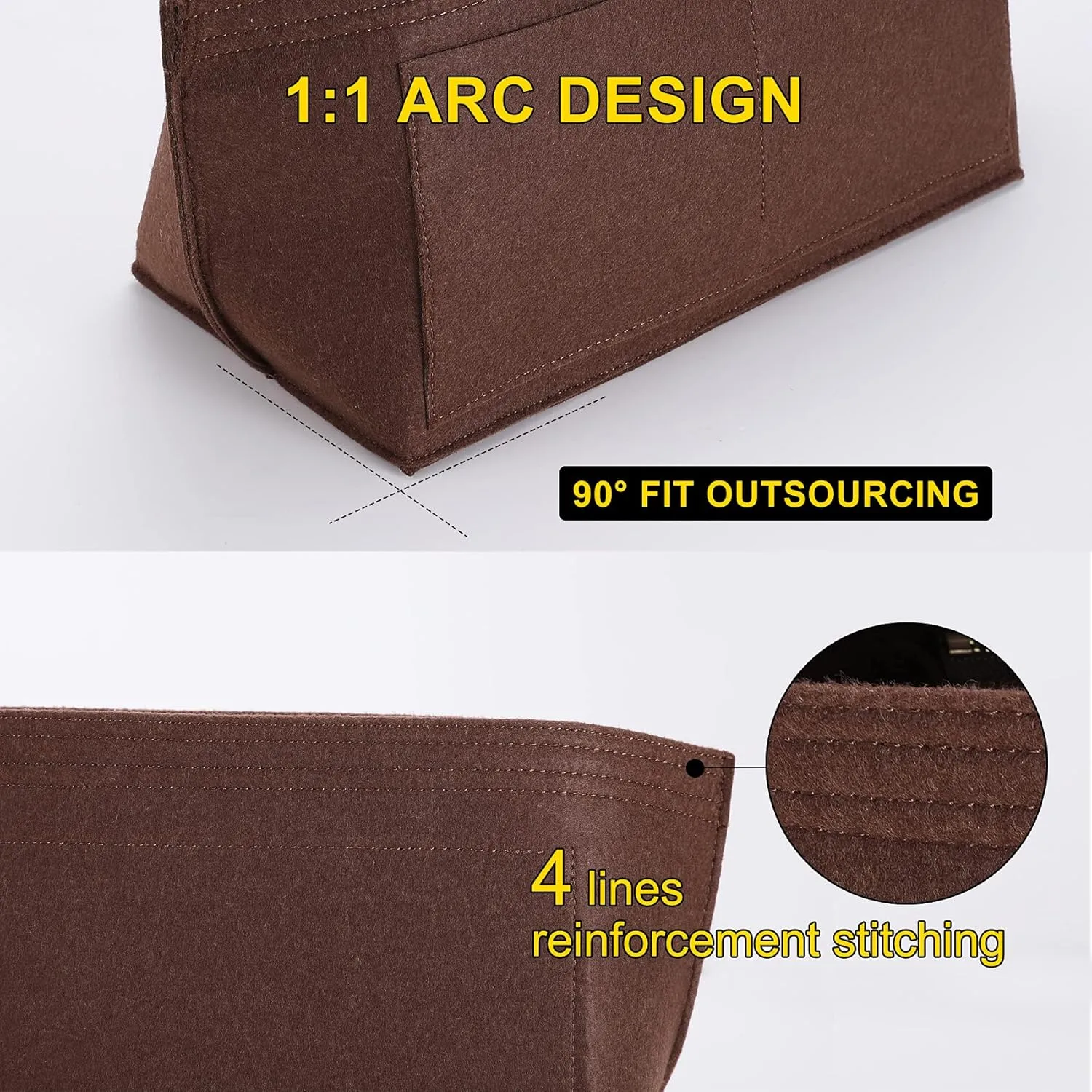 Doxo Purse Organizer Insert for Handbags Tote Felt Bag Organizers Compatible with CIity33 Neverfull MM (Large-Brown)