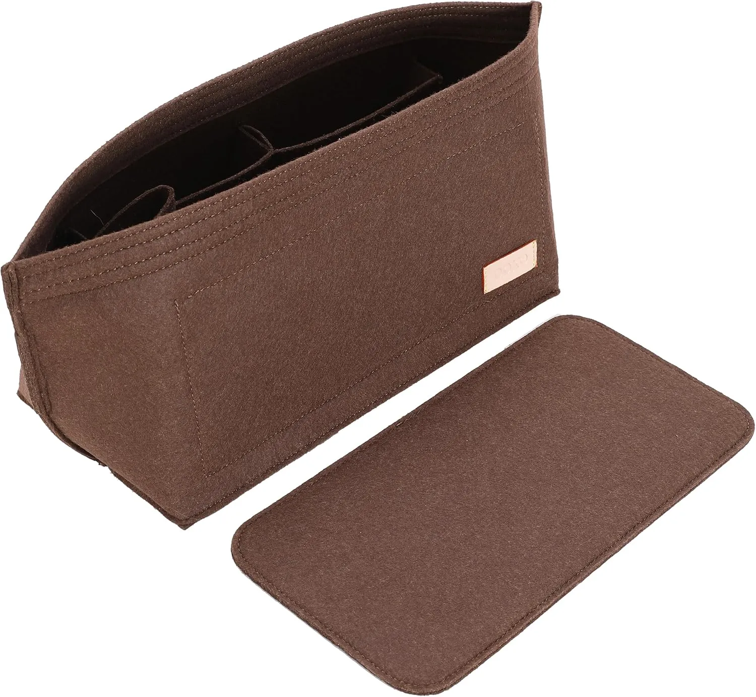 Doxo Purse Organizer Insert for Handbags Tote Felt Bag Organizers Compatible with CIity33 Neverfull MM (Large-Brown)