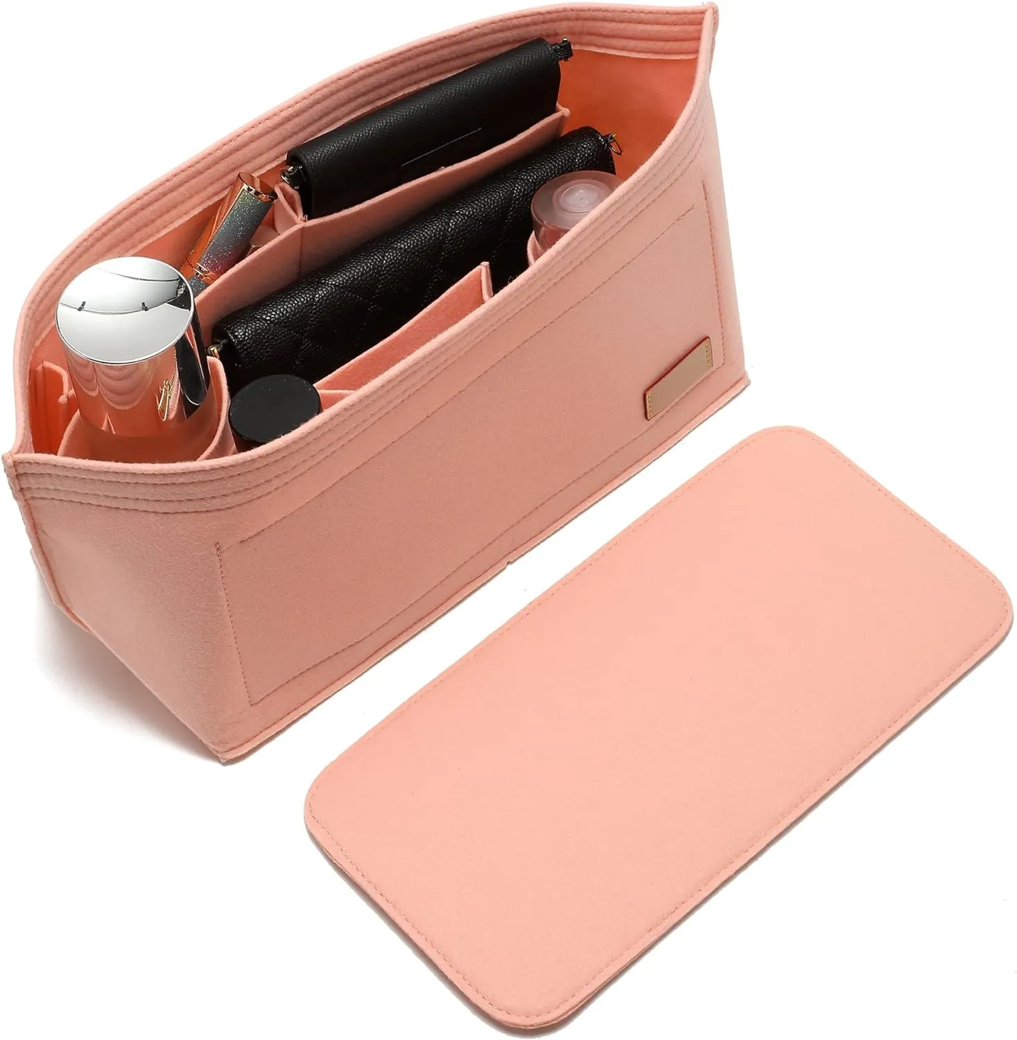 Doxo Purse Organizer Insert Handbags &Tote Felt Bag Fit for LV Speedy 35 and Neverfull MM (Pink-Large-Combination)