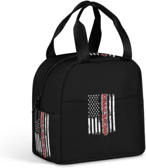Drag Racing Flag America Insulated Meal Tote Bag Portable Lunch Box Container Food Handbags for Men Women