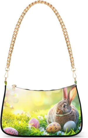 Easter Eggs Rabbit Meadow Cute Purses Women Hobo Party Purse Women Small Cute Handbags Cartoon Small Shoulder Bag