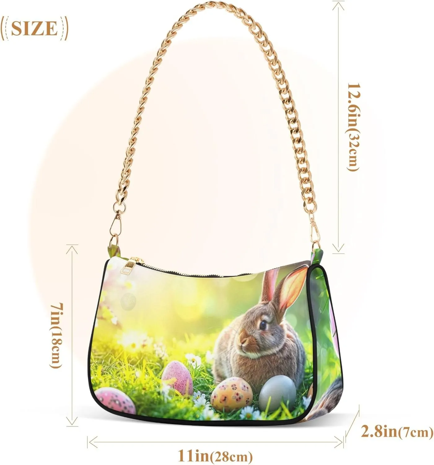 Easter Eggs Rabbit Meadow Cute Purses Women Hobo Party Purse Women Small Cute Handbags Cartoon Small Shoulder Bag