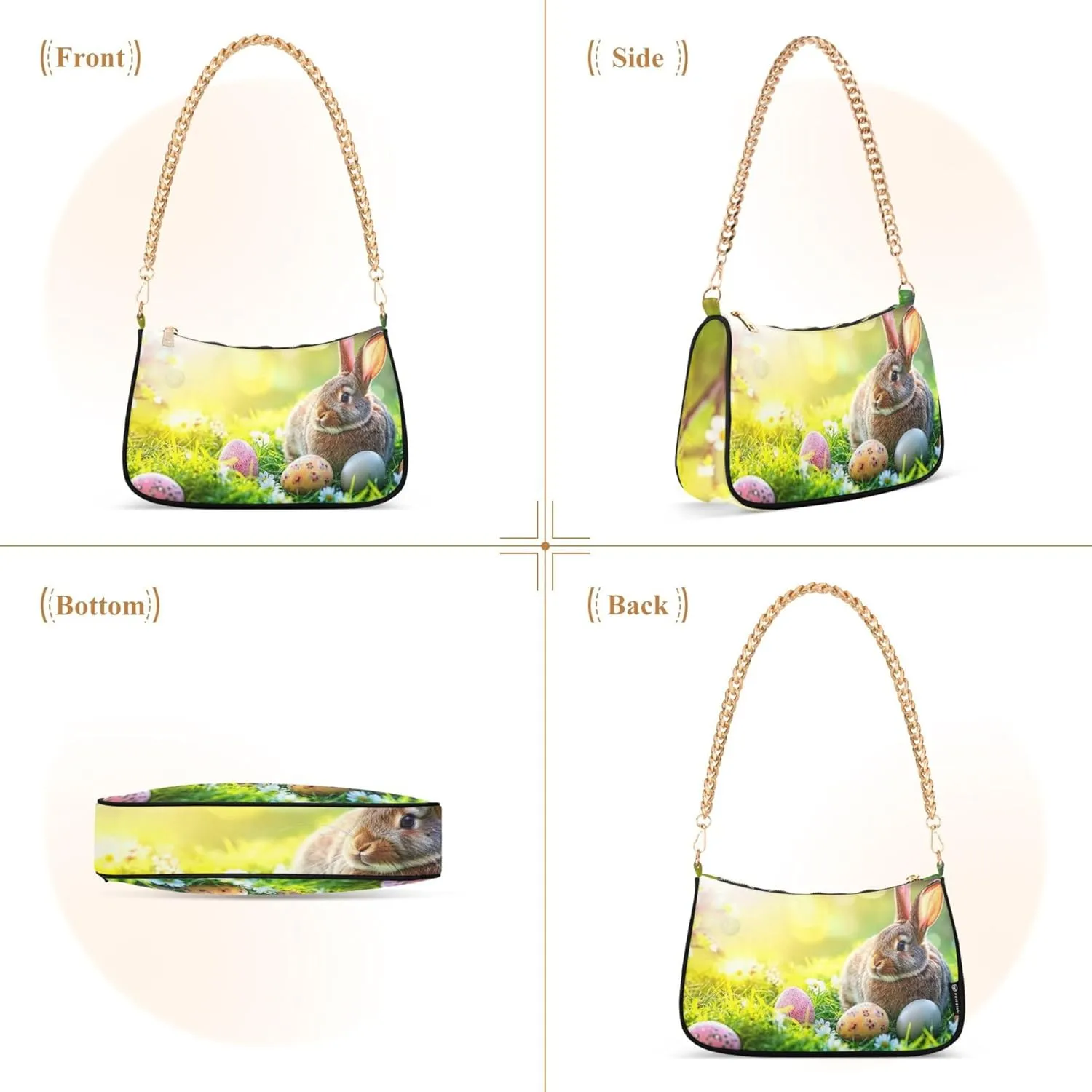 Easter Eggs Rabbit Meadow Cute Purses Women Hobo Party Purse Women Small Cute Handbags Cartoon Small Shoulder Bag