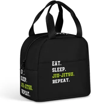 Eat Sleep Jiu-Jitsu Repeat Insulated Meal Tote Bag Portable Lunch Box Container Food Handbags for Men Women