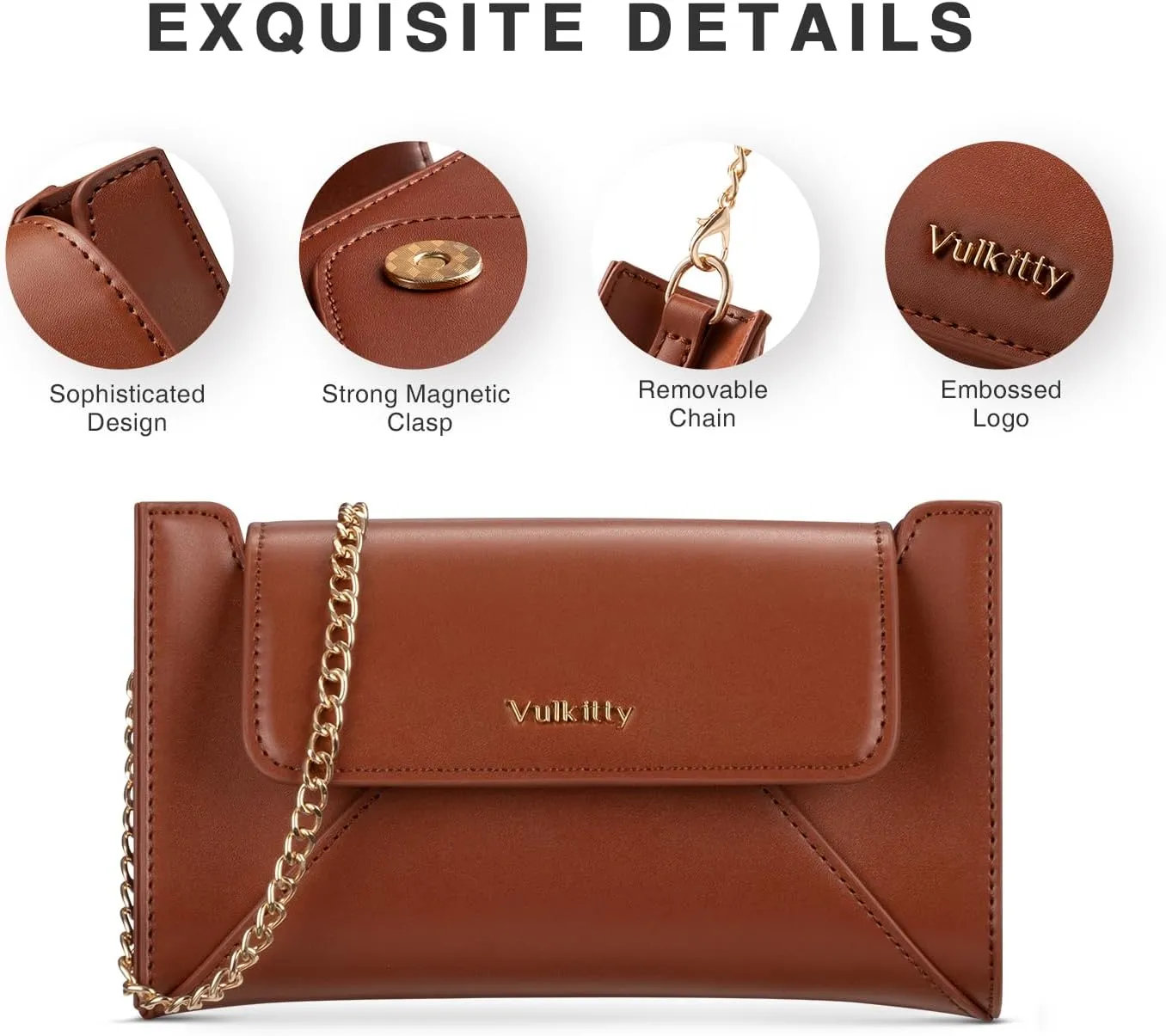 Envelope Clutch Purse for Women, Evening Handbag With Detachable Chain Strap for Dating Wedding Party Prom