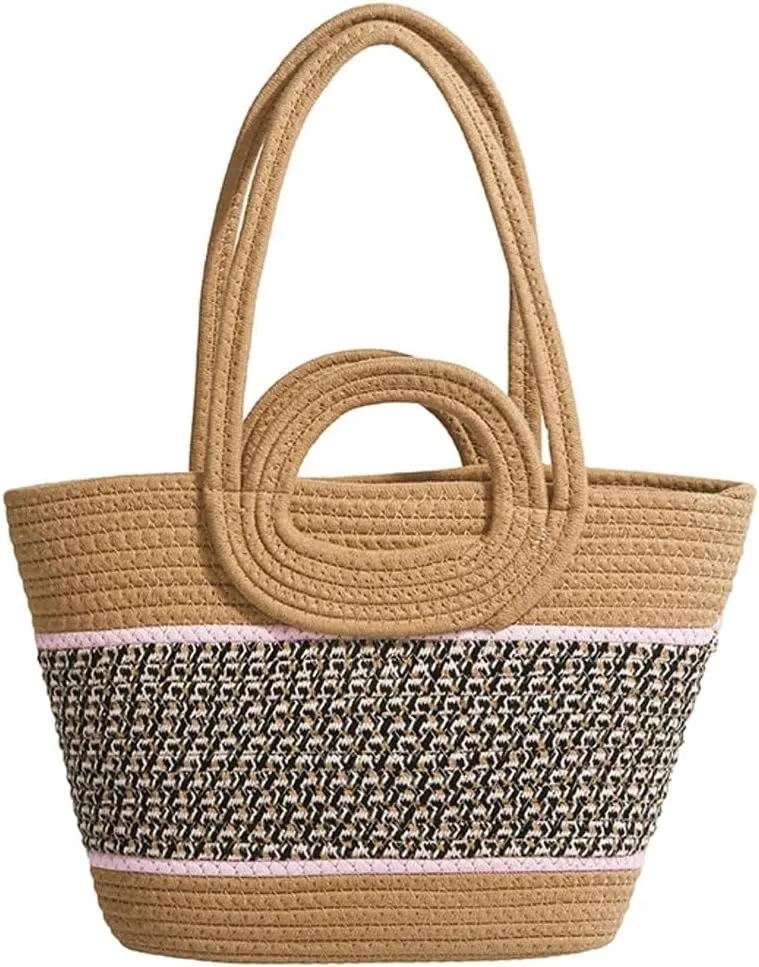 Epsion Summer Straw Tote Bags for Women Knitted Handbags Beach Woven Shoulder Bag Travel 2025