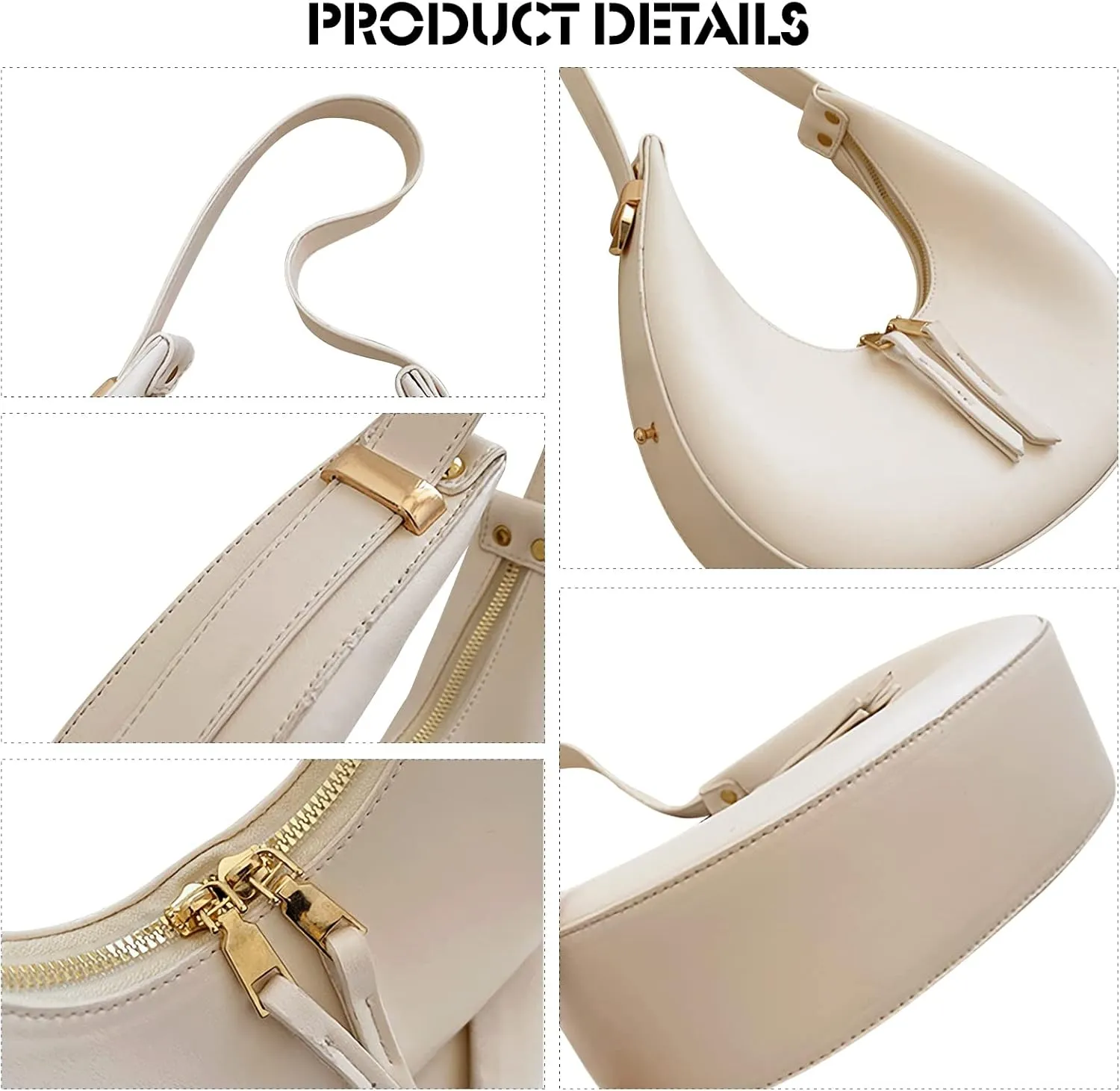 Ergocar 2022 New Women's Tote Handbags, Crescent Bags for Women Fashion Women Underarm Bag Top-Handle Bag, Beige