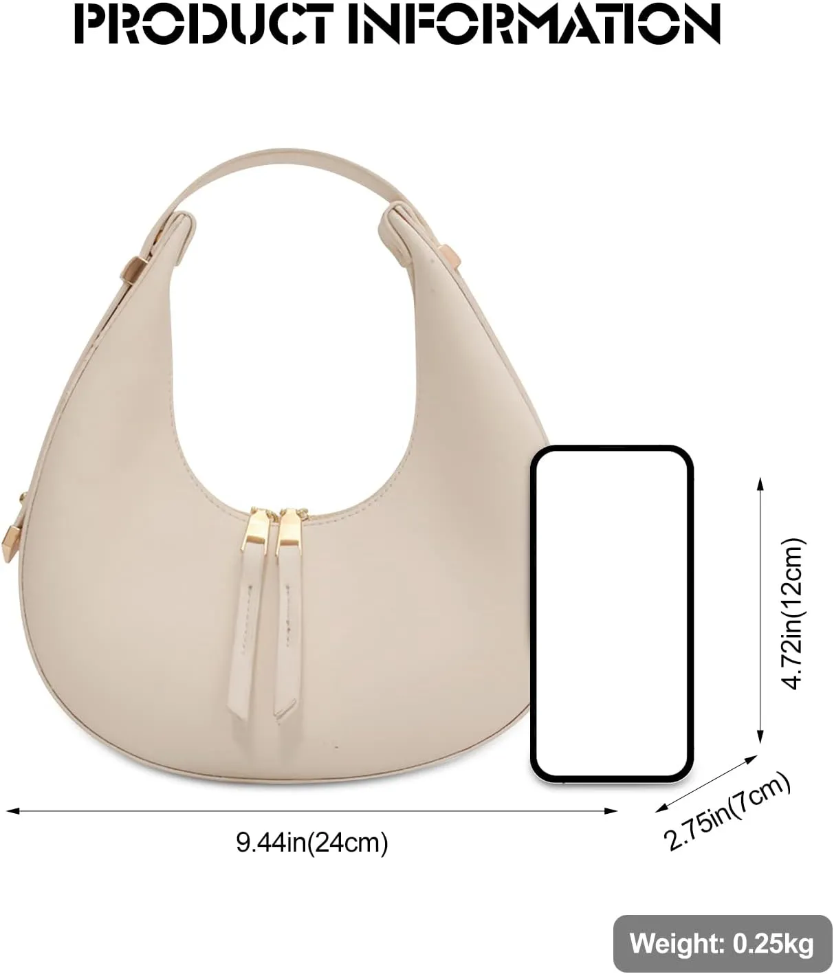 Ergocar 2022 New Women's Tote Handbags, Crescent Bags for Women Fashion Women Underarm Bag Top-Handle Bag, Beige