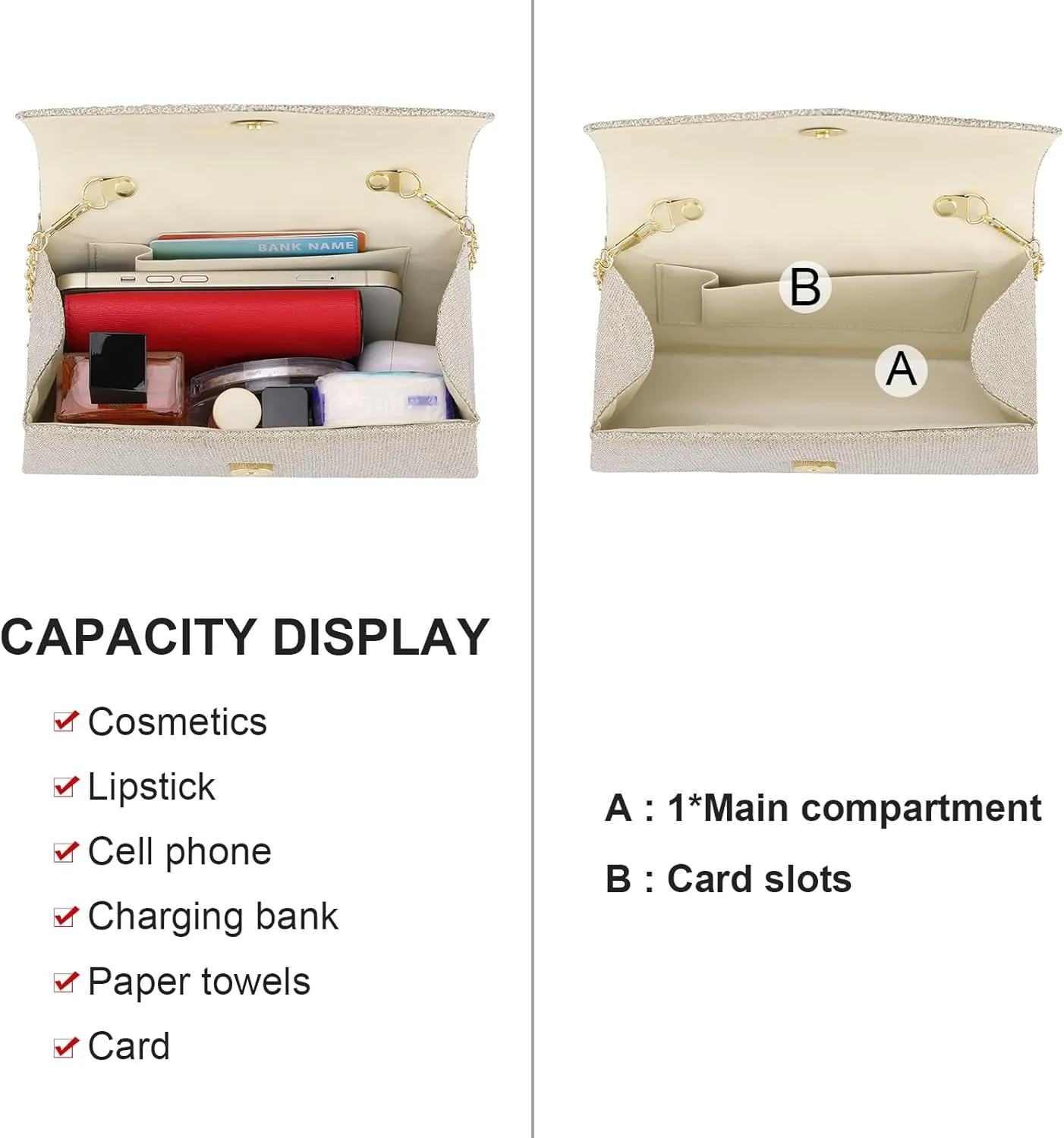 Evening Bag Sparkly Clutch Purses for Women Wedding Party Women's Shoulder Bag Crossbody Handbags