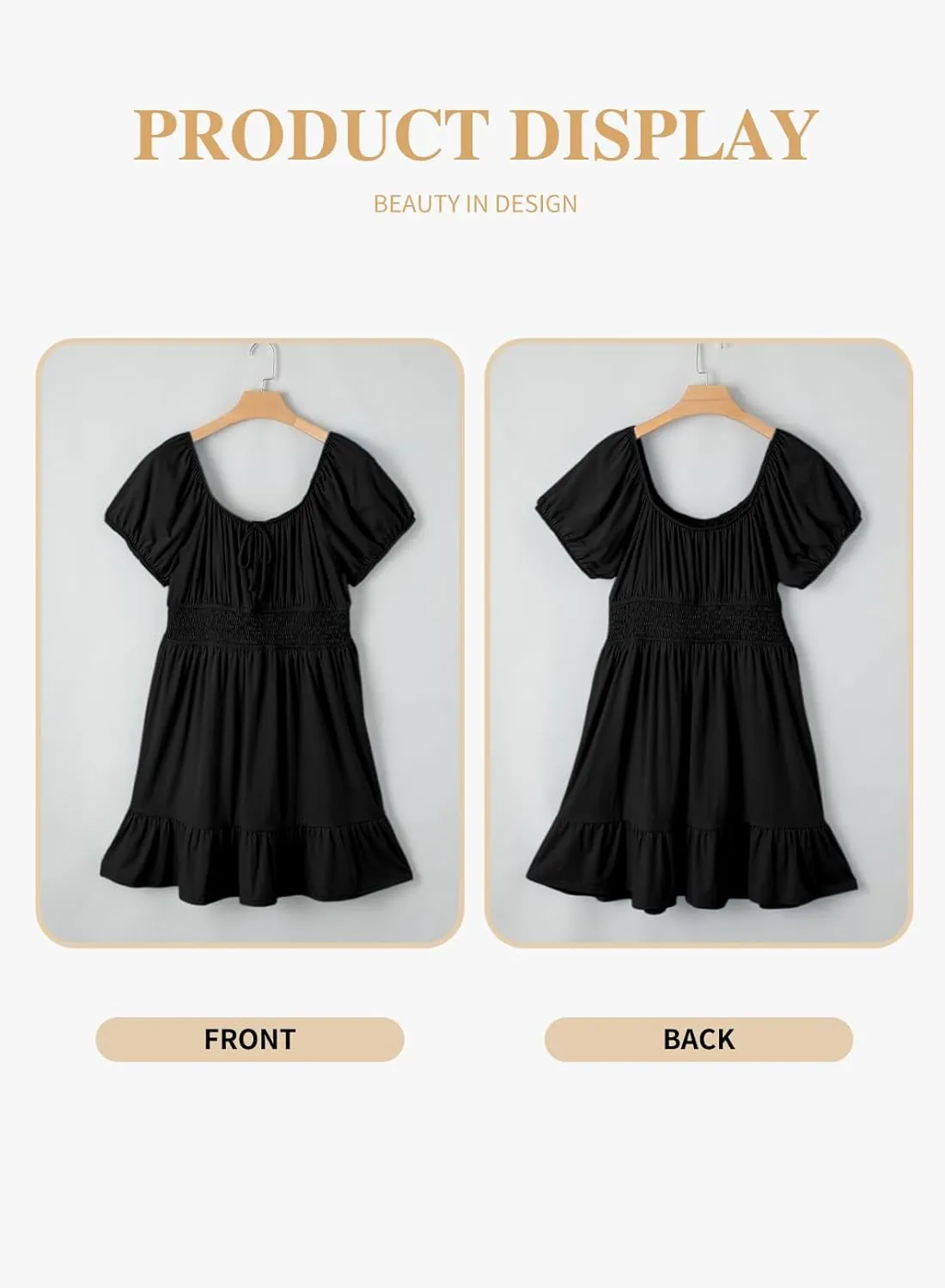 Eytino Women Plus Size Summer Dress Short Sleeve Sweetheart Neck Casual Mini Dresses