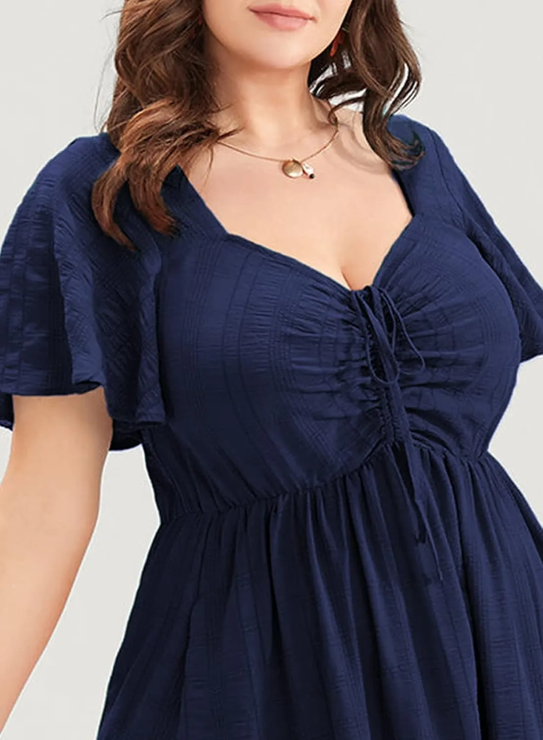 Eytino Womens Plus Size Summer Dress Short Sleeve Sweetheart Neck Ruffle Tiered Maxi Long Dresses(1X-5X)