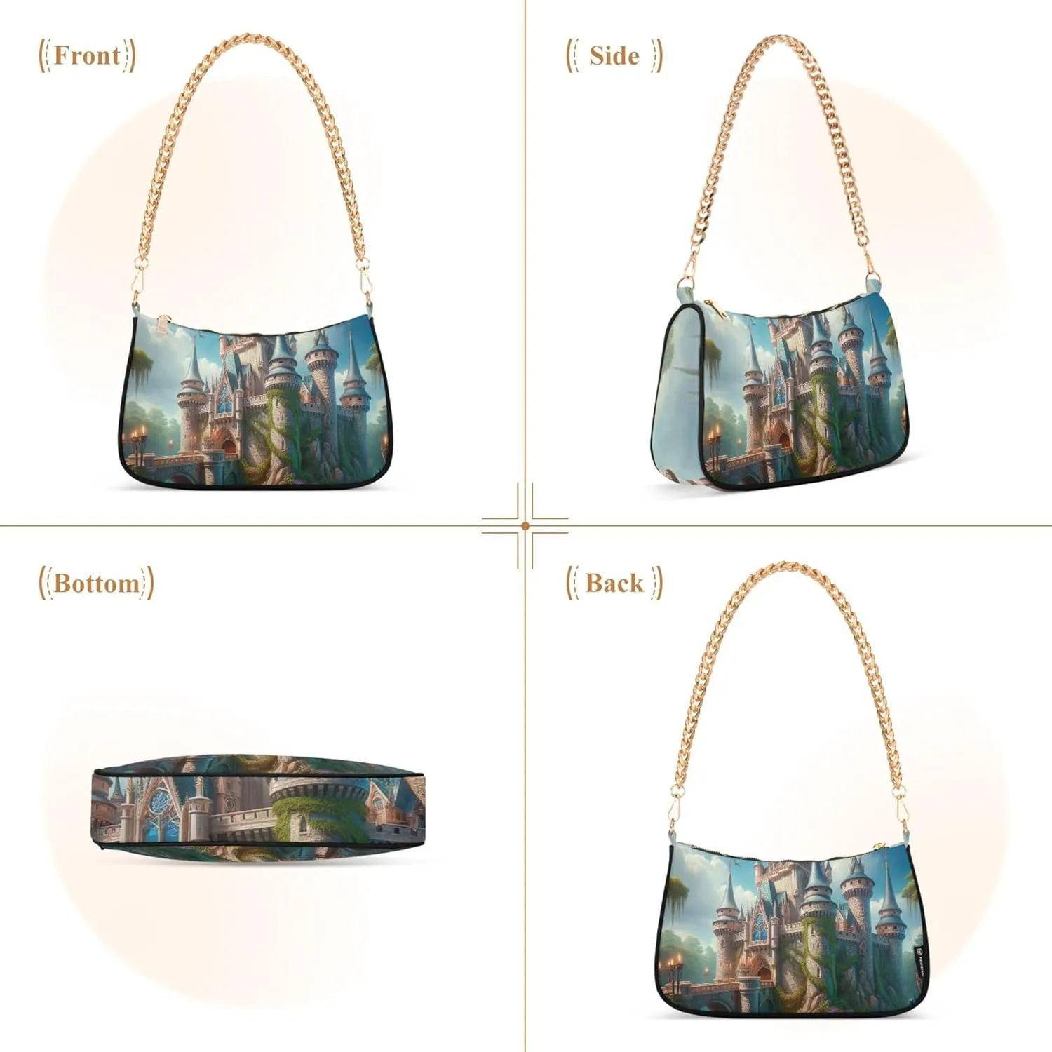 Fantasy Mermaid under Sea Tote Bag Purse Hobo Tote Bag Womens Vintage Handbags Chain Small Shoulder Bag