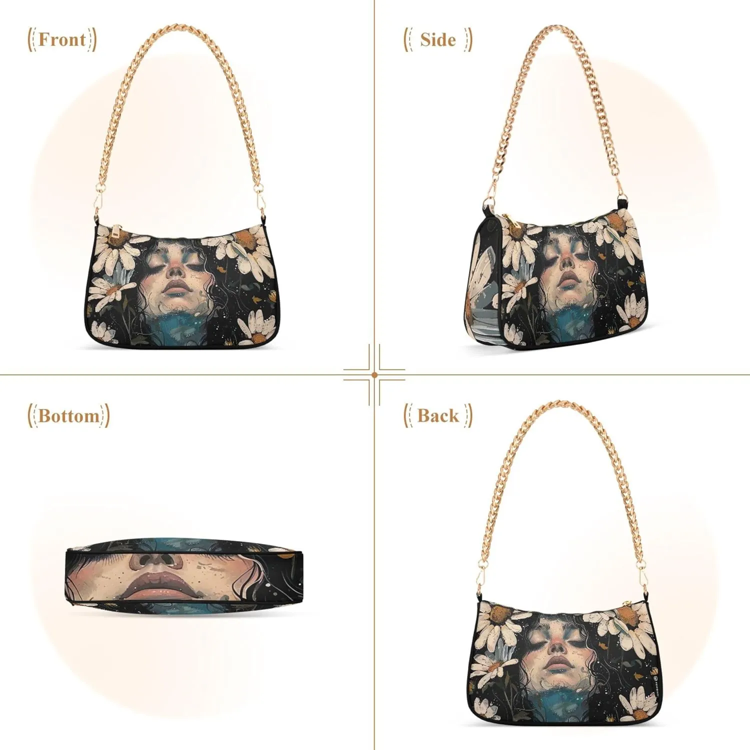 Fantasy Mermaid under Sea Tote Bag Purse Hobo Tote Bag Womens Vintage Handbags Chain Small Shoulder Bag