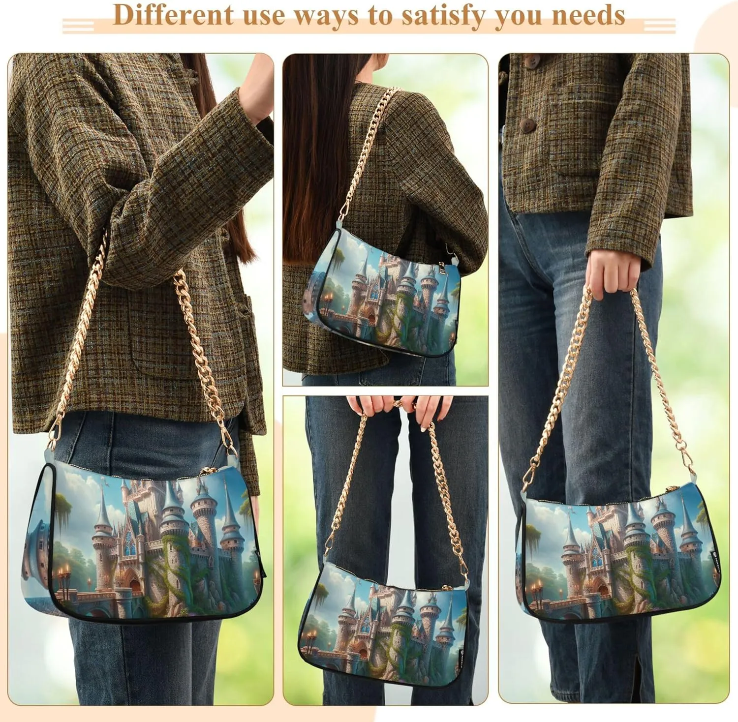 Fantasy Mermaid under Sea Tote Bag Purse Hobo Tote Bag Womens Vintage Handbags Chain Small Shoulder Bag